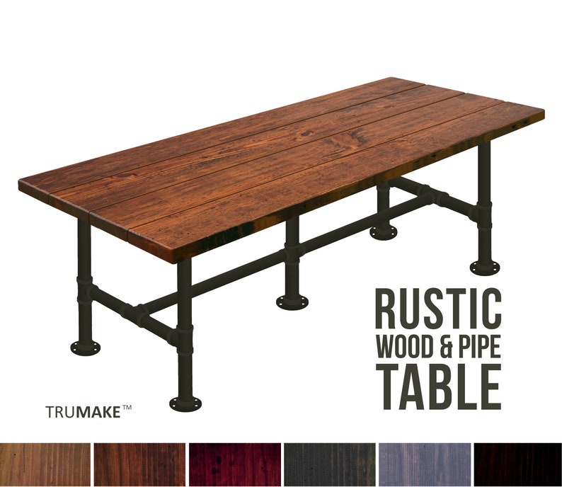 Table Wood With Pipe Legs Rustic And Farmhouse Style Harvest Gathering