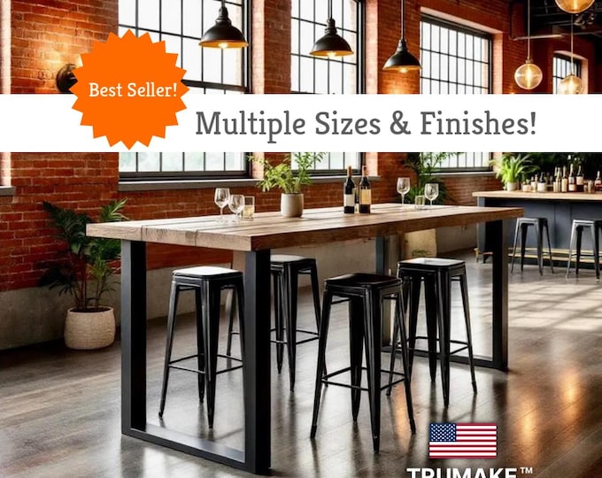Rustic BAR TABLE. Industrial Bar Table. Solid Wood and Steel Bar Table. Pub Table. Counter Table. Modern Industrial Table. FREE Shipping!