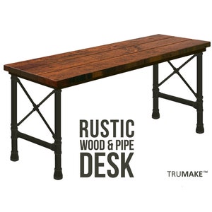 Industrial Rustic Desk, Steel and Wood Desk, Computer Desk, Office Desk, Industrial Modern Desk, Urban Desks, Solid Wood Desk, FREE SHIPPING