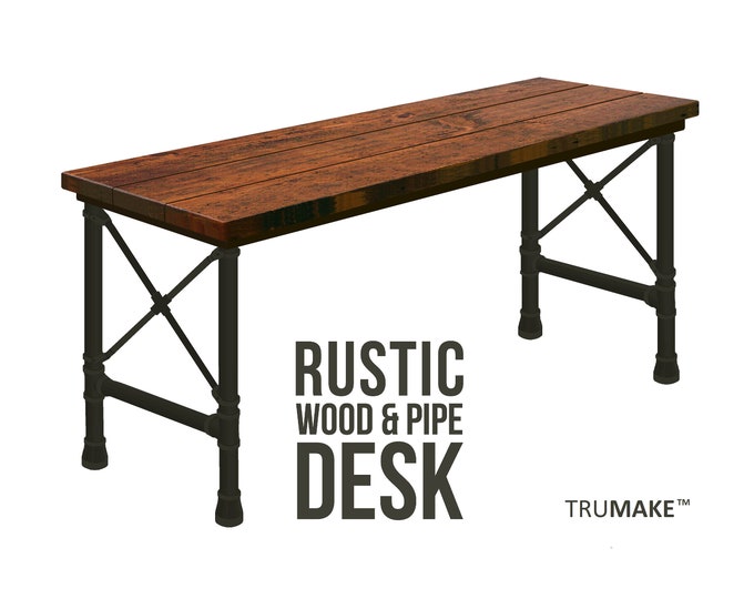Industrial Rustic Desk, Steel and Wood Desk, Computer Desk, Office Desk, Industrial Modern Desk, Urban Desks, Solid Wood Desk, FREE SHIPPING