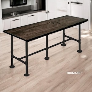 Farmhouse Bar Table, 36&quot; Tall Pub Table, Industrial Style Wood Bar Table Counter Height Bar Tables, Thick Top Rustic Wood & Pipe Bar Table