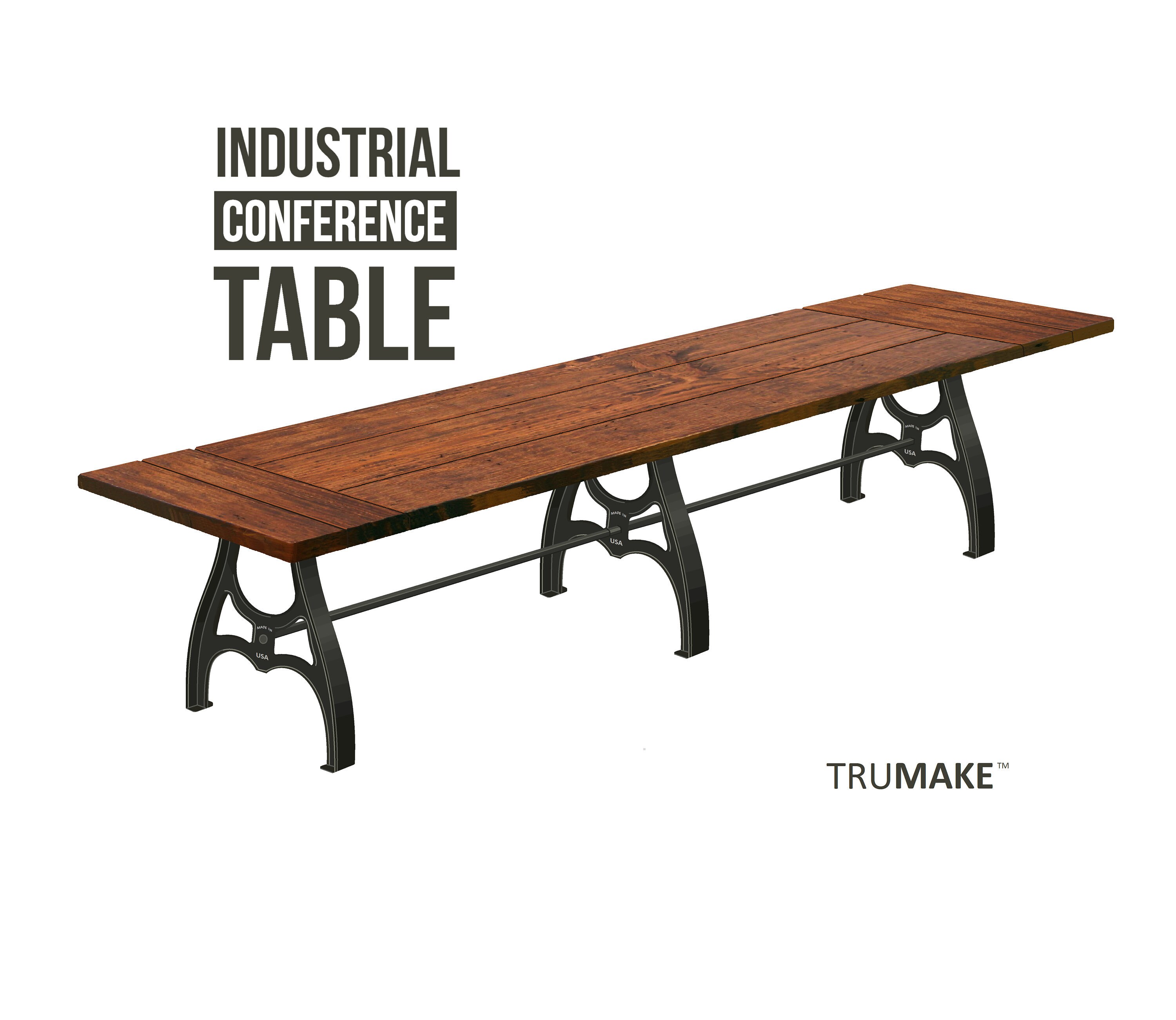 Solid Wood Vintage Dining Table Antique Style Table Cast Metal Wood