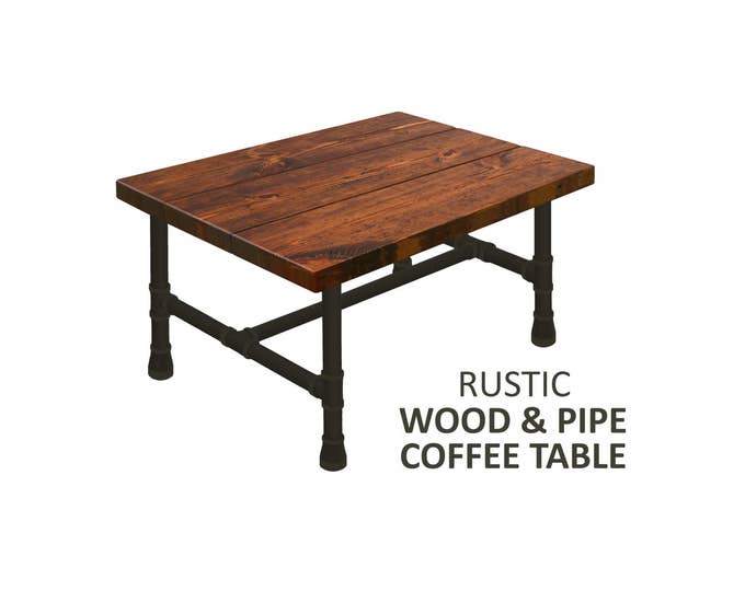 Coffee Table Wood & Pipe, Industrial Coffee Table, Rustic Wood and Steel Pipe Coffee Table, Iron Pipe, Steam Punk, Urban Wood Coffee Table