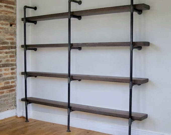 Wall Shelving Unit | Custom sizes available | Book Shelf | Industrial Pipe and Rustic Wood Shelf | Pantry Shelving | Home Office Shelving