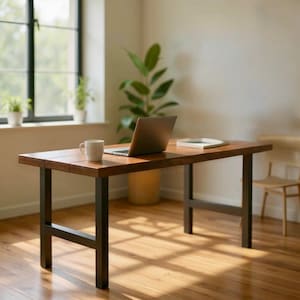 H-Leg Rustic Desk, Rustic Wood & Steel Desk, Industrial Desk, Desk, Urban Wood Desk, Home Office Desk Office Desk Computer Desk