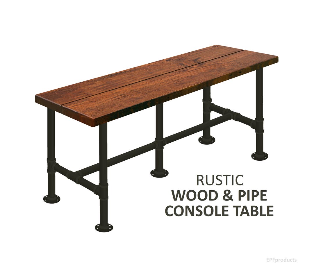 Wood Console Table With Pipe Legs, Pipe Sofa Table, Urban Wood
