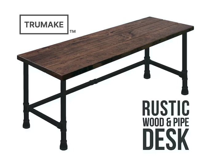 Pipe Leg Desk, Industrial Style Desk, Rustic Wood and Pipe Desk, Farmhouse Desk, Office Desk, Computer Desk Solid Wood Desk, Steel Pipe Desk