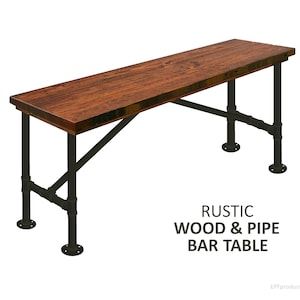 Bar Table (42&quot;H) Industrial Pub Table, Bistro Table, Industrial Bar Table Rustic Wood and Pipe Bar Table Urban Wood Bar Table High Top Table