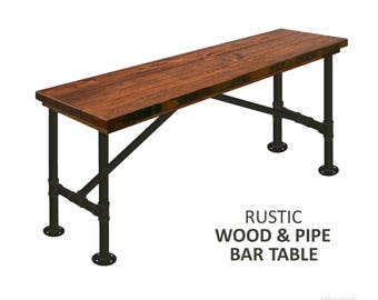 Bar Table (42"H) Industrial Pub Table, Bistro Table, Industrial Bar Table Rustic Wood and Pipe Bar Table Urban Wood Bar Table High Top Table