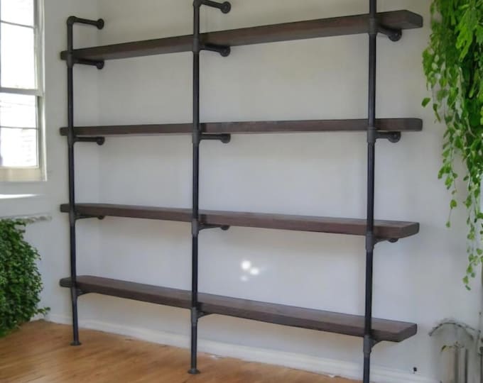 Floor to Wall Shelving Unit. Book Shelf. Shelving Unit. Rustic Wood Shelf. Pantry Shelving. Home Office Shelving Wood Shelf. FREE SHIPPING