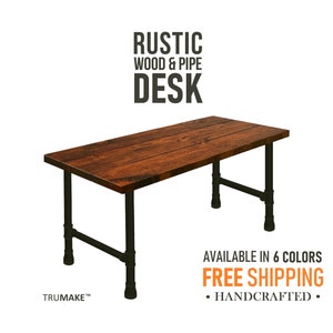 FREE SHIPPING Desk, Rustic Wood and Industrial Pipe Desk, Industrial Style Pipe and Wood Desk, Urban Wood Desk, Computer Desk Office Desk image 1