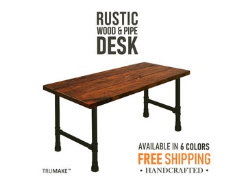 FREE SHIPPING! Desk, Rustic Wood and Industrial Pipe Desk, Industrial Style Pipe and Wood Desk, Urban Wood Desk, Computer Desk Office Desk