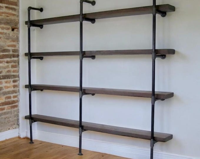 Wall Shelving Unit. Industrial Book Shelf. Shelving Unit. Rustic Wood Shelf. Pantry Shelving. Home Office Shelving Wood Shelf. FREE SHIPPING