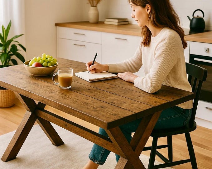 FARMHOUSE TABLE, X-Leg Style Table, Wood Dining Table with X Legs, X-Leg Style Rustic Table, Modern Farmhouse Chic Tables, Free Shipping