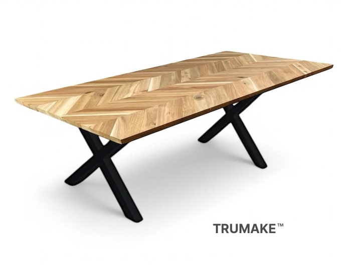 Chevron Desk with X-Shaped Legs, Modern Desk, Wood & Steel Desk, Industrial Chevron Desk, Farmhouse Desk, Computer Desk