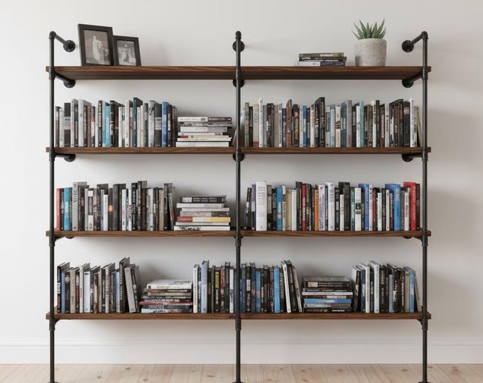 Industrial Wall Shelving Unit. Book Shelf. Shelving Unit. Rustic Wood Shelf. Pantry Shelving. Home Office Shelving Wood Shelf. FREE SHIPPING