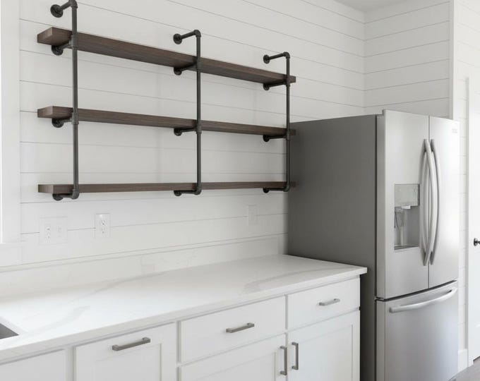 Rustic Hanging Wall Shelf Unit | Solid Wood and Industrial Pipe Shelves | Handmade Shelves | Customizable | Made in USA | Free Shipping!