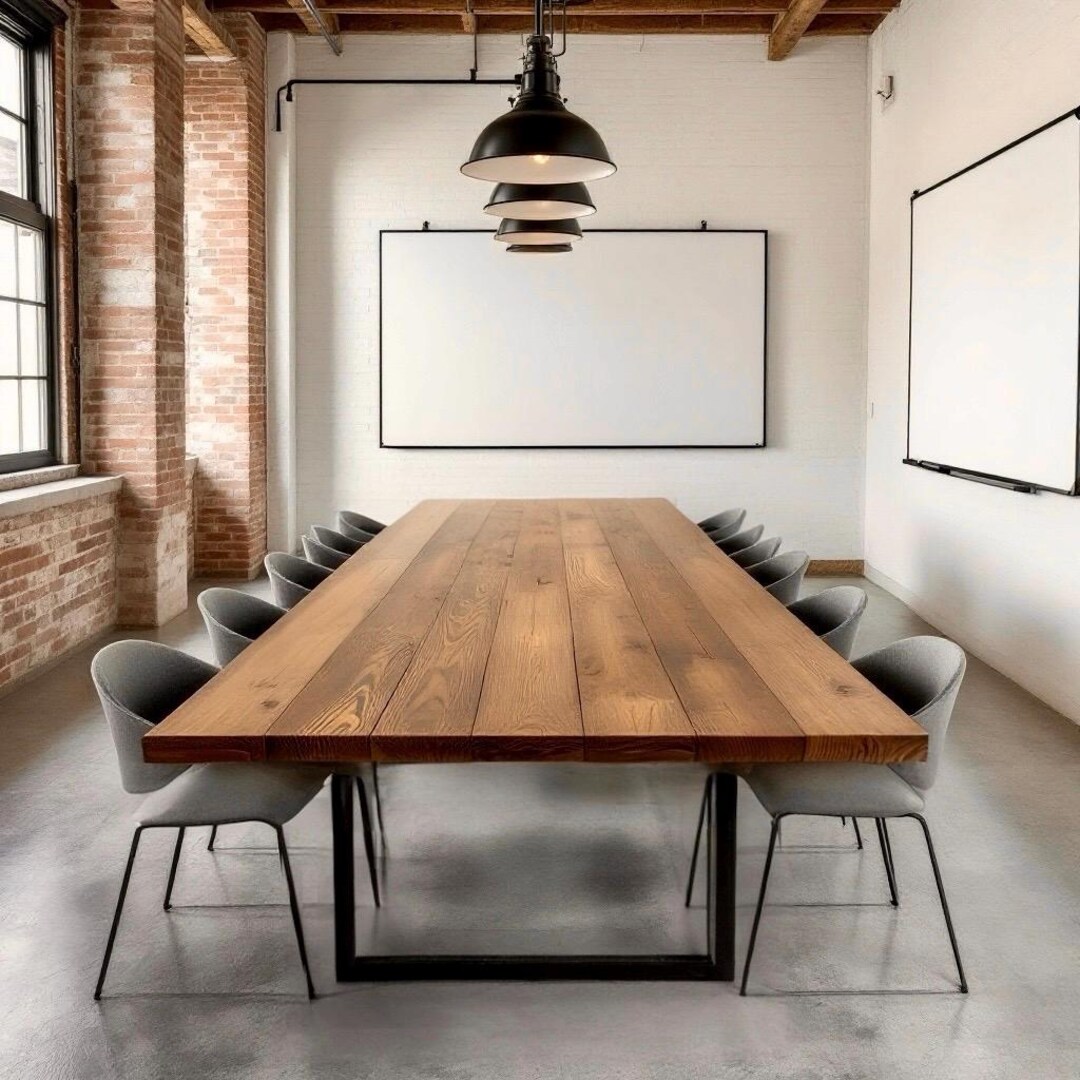 Conference Rustic Theme Handcrafted Rustic Wood & Steel Conference Table - TRUMAKE™ - Etsy