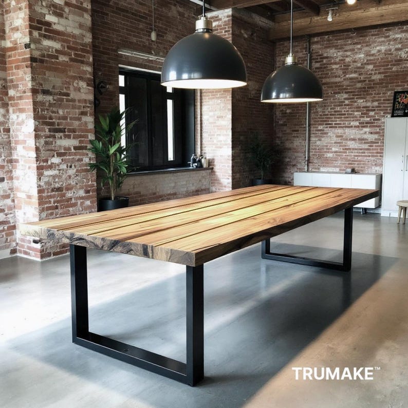 Handcrafted Rustic Wood & Steel Table: Industrial Farmhouse Style - Etsy