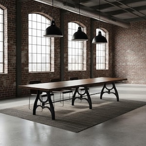 Vintage Dining Table | Antique Style Table Cast Metal Industrial Style | Solid Wood | Vintage Chicago | Made in USA Free Shipping