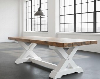 CHUNKY TABLE | Wood Rustic Dining Table | Harvest Wood Dining Table | Rugged Table | Heavy Table | Kitchen Farm Table Handcrafted in the USA