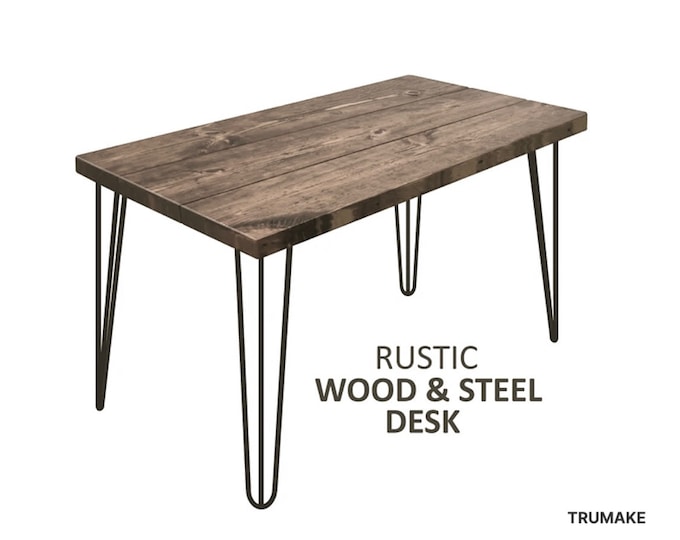 Hairpin Leg Desk. Handmade Rustic Desk. Homeschool Desk. Wood and Industrial Steel Desk. Computer Desk. Office Desk. Modern Farmhouse Desk