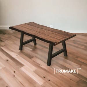 RUSTIC EDGE TABLE, Rough Edge Dining Table, Harvest Table, Solid Wood and Steel Industrial Table, Handcrafted Kitchen Tables, Modern Tables