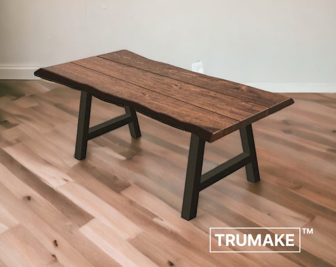 RUSTIC EDGE TABLE, Rough Edge Dining Table, Harvest Table, Solid Wood and Steel Industrial Table, Handcrafted Kitchen Tables, Modern Tables