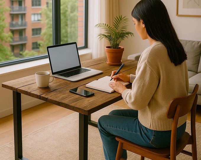 Computer Desk with Cube Legs, Industrial Style Desk, Chic Rustic Wood and Steel Desk, Urban Wood Desk, Modern Desk, Modish, Computer Desk