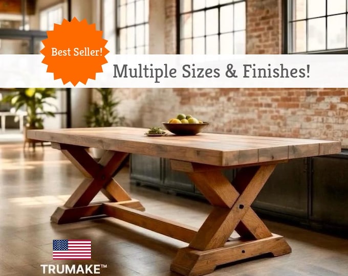 CHUNKY TABLE | Wood Rustic Dining Table | Harvest Wood Dining Table | Rugged Table | Heavy Table | Kitchen Farm Table Handcrafted in the USA
