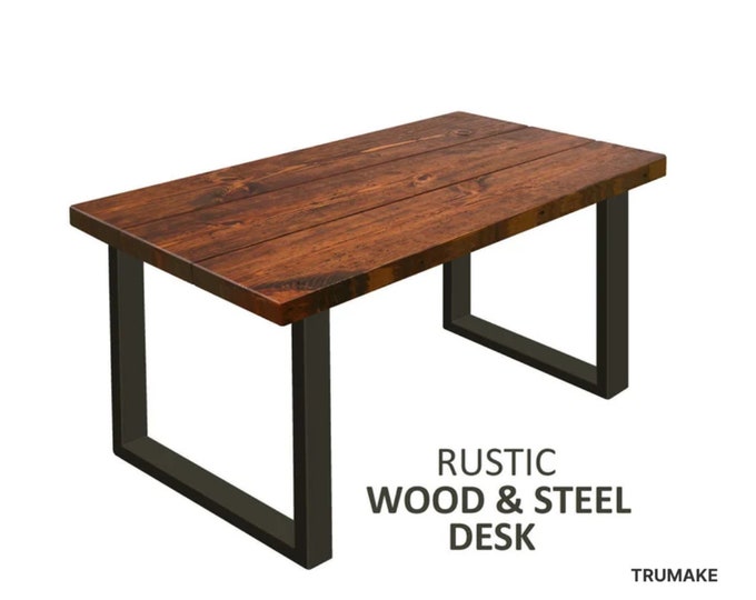 Square Leg Rustic Desk. Wood and Industrial Steel Desk. Computer Desk. Office Desk. Modern Farmhouse Desk. Urban Desk.