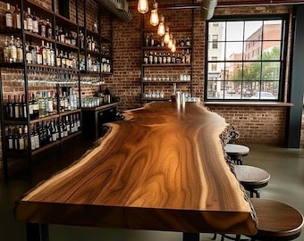 Live Edge Bar Table | Solid Wood Walnut | Handmade in the USA | Pub Table | Tall Table | Customizable Sizes!