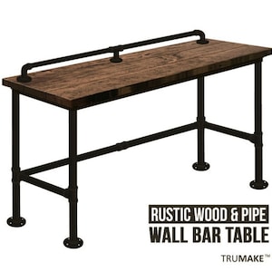 Wall Bar Table. Sofa Bar Table. Rustic Bar Solid Wood and Steel Bar Table. Pub Table. Counter Table. Modern Industrial Table.