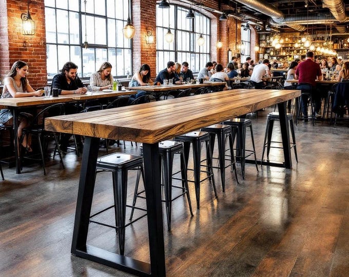 Industrial BAR TABLE. Rustic Bar Table. Solid Wood and Steel Bar Table. Pub Table. Counter Table. Modern Industrial Table. FREE Shipping!