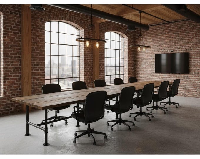 Large Conference Table Rustic Wood and Pipe Table, Industrial Style Table Urban Wood Table, Table Harvest Table Farmhouse Table