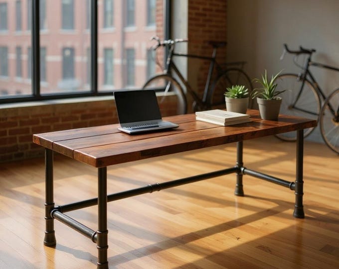 Desk, Pipe Desk, Industrial Style Desk, Chic Rustic Wood Desk, Urban Wood Desk, Office Desk, Computer Desk, Wood Desk