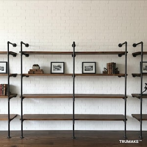 Industrial Wall Shelving Unit. Book Shelf. Shelving Unit. Rustic Wood Shelf. Pantry Shelving. New York Apartment. Office Shelving Wood Shelf
