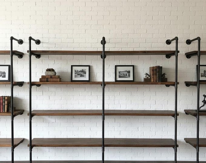 Industrial Wall Shelving Unit. Book Shelf. Shelving Unit. Rustic Wood Shelf. Pantry Shelving. New York Apartment. Office Shelving Wood Shelf