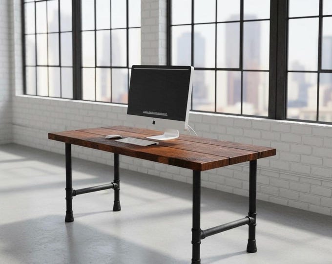 FREE SHIPPING! Desk, Rustic Wood and Industrial Pipe Desk, Industrial Style Pipe and Wood Desk, Urban Wood Desk, Computer Desk Office Desk