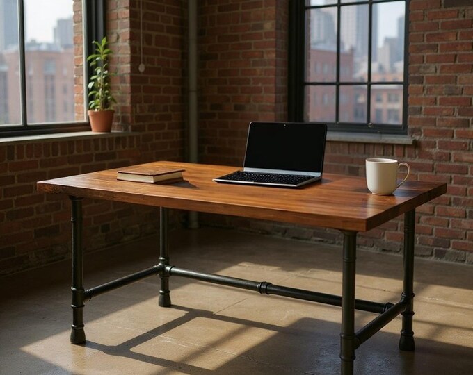 Rustic Wood & Pipe Desk, Solid Wood and Pipe Desk, Country Desk, Farmhouse Desk, Pipe Desk, Chic Desk, Computer Desk, Vintage Style Desk