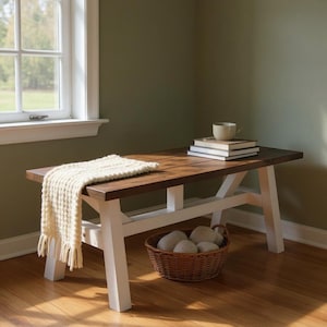 Rustic Craftsman Dining Table, Trestle Table, Wood Dining Table, Farm Table, Harvest Table, Kitchen Table, Modern Farmhouse, Chic Tables
