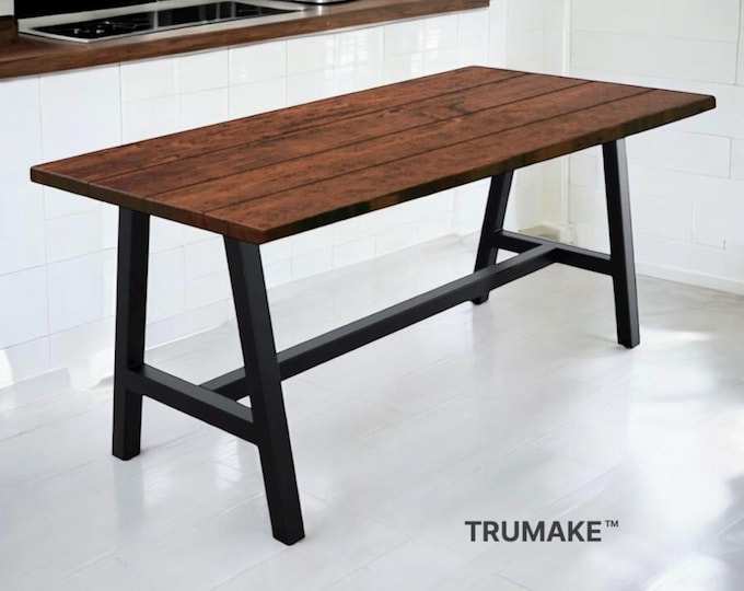 Table with A-Style Legs with center brace, Modern Table, Rustic Wood & Steel, Table Industrial Dining Harvest Table Farmhouse Dining Table