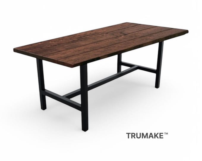 Dining Table with H-LEGS/CENTER BRACE , Modern Table, Rustic Wood & Steel Table, Industrial Dining Table, Harvest Table Farmhouse Table