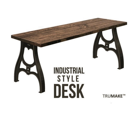 Industrial Style Desk Machine Legs Vintage Desk Antique Style