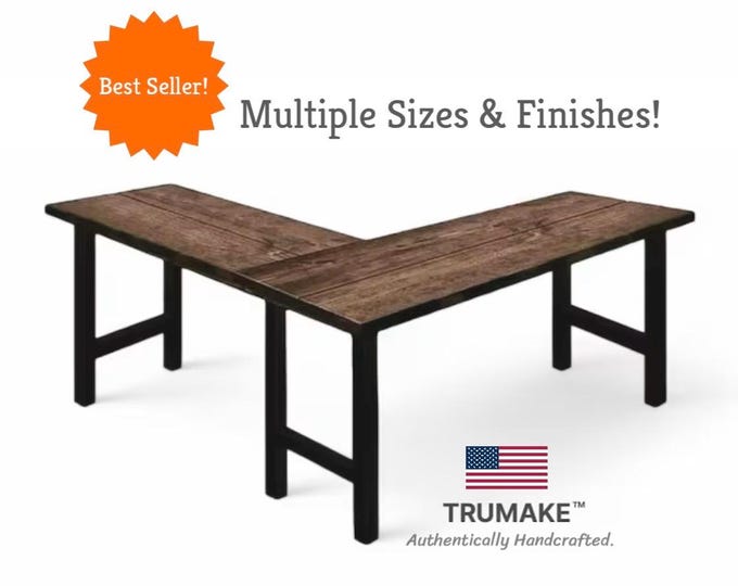 L-Desk Wood Steel L Shaped Desk, Home Office Desk, Rustic Corner Desk, Farmhouse Desks, Modern Industrial Desk, Urban Desk, Computer Desk