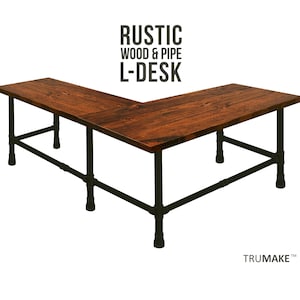 L-Shape Desk, Home Office Pipe Leg Desk, L-Shaped Desk Industrial Modern Desk, Home Office Desk, Corner Desk