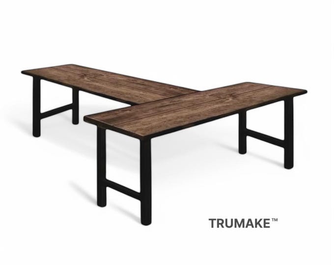 T-SHAPED DESK Wood Rustic Desk | Large Desk Steel T Shaped Desk, Home Office Desk, Farmhouse Desks, Interior Designer | Computer Desk