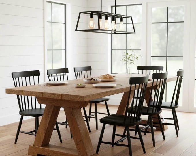 Rustic Dining Table Solid Wood | Handcrafted Thick Wood Table by TRUMAKE™