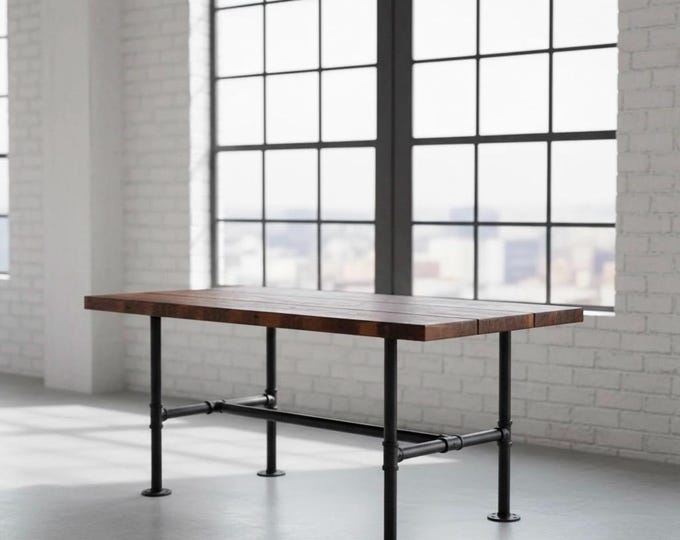 Counter Height (36"H) Farmhouse Table, Rustic Wood & Pipe Table, Trestle Table, Urban Wood Table, Pub Table, Bistro Table, Bar Table