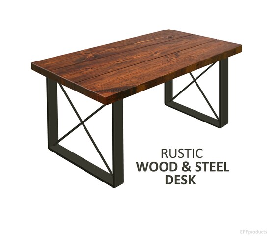 Industrial Desk With Square X Legs Industrial Style Desk Etsy